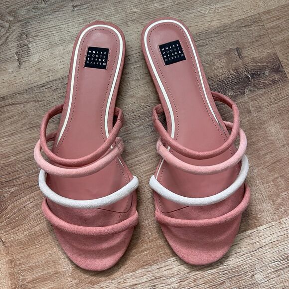 White House Black Market Briella Adobe Strappy Slide Flats Pink Sandal Size 8.5M - Picture 6 of 9